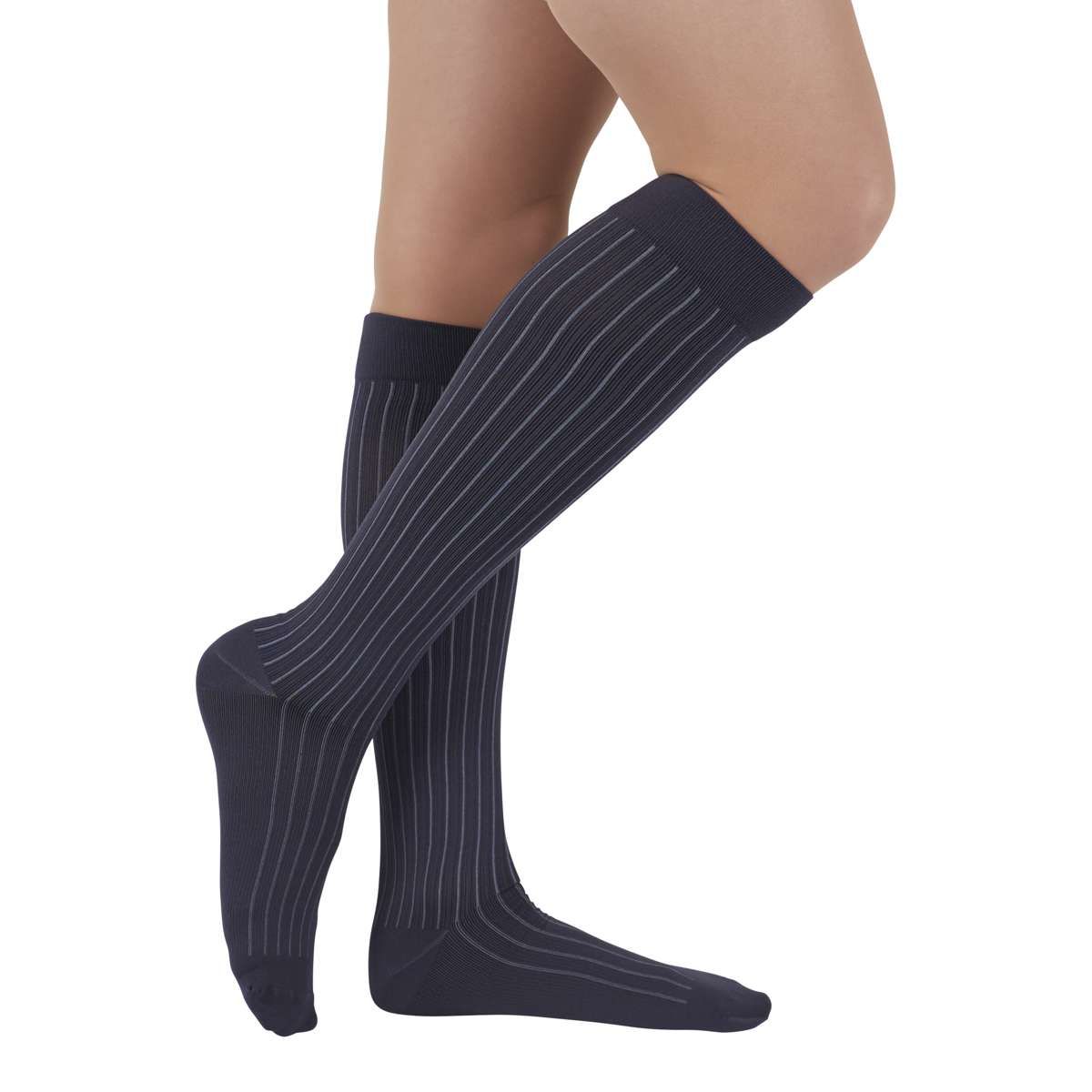Duomed Soft Stripe Compression Knee High Sock 15-20 mmHg