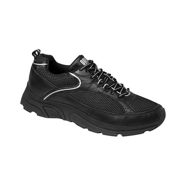 Drew Men's Athletic Aaron Shoes -Black Leather/Mesh with Silver