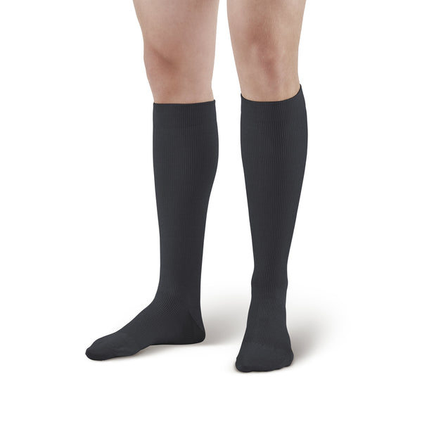 AW Style 111 Unisex Cotton Over-the-Calf Trouser Socks - 20-30 mmHg - Black