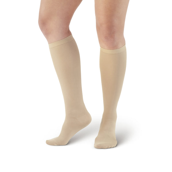 Ames Walker Women's Microfiber Knee High Trouser Socks Nude