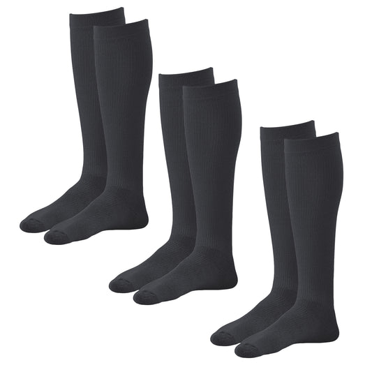 AW 122 Coolmax Knee High Socks 15-20 mmHg (3 Pack) - AW Style 122 Coolmax Knee High Socks - 15-20 mmHg (3 Pack) Black