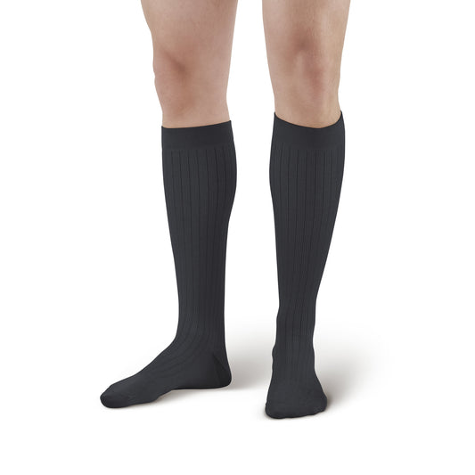 AW 129 Men's Microfiber/Cotton Knee High Dress Socks 15-20 mmHg - Ames Walker Men's Compression Knee High Dress Socks