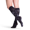 Sigvaris 832 Microfiber Shades for Women Closed Toe Knee High Socks - 20-30 mmHg Onyx Argyle