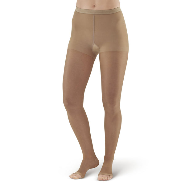 AW Style 33OT Sheer Support Open Toe Pantyhose - 20-30 mmHg - Beige
