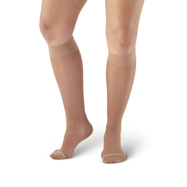 AW Style 16 Sheer Support Closed Toe Knee Highs - 15-20 mmHg - Nude