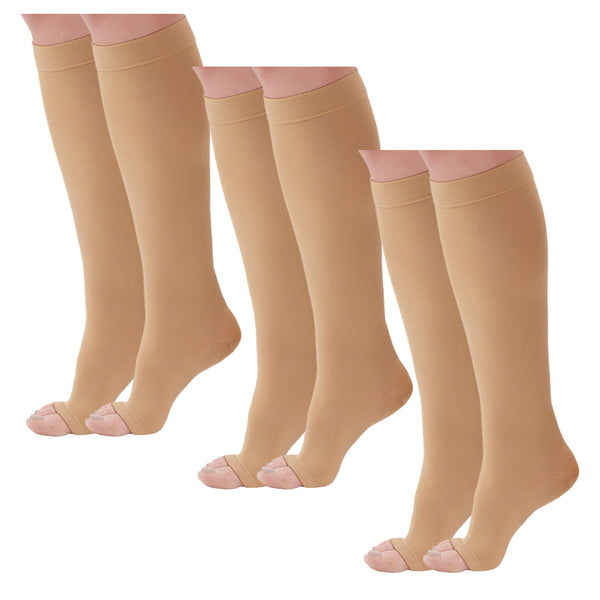 AW Style 322 Anti-Embolism Open Toe Knee High Stockings - 18 mmHg (3 Pack)