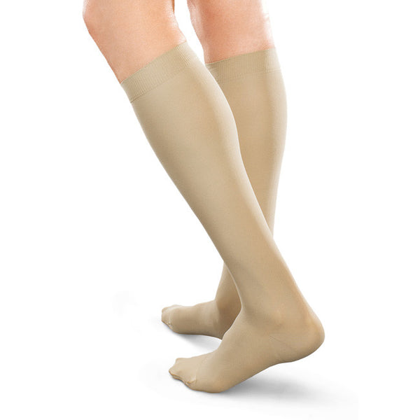 Therafirm EASE Opaque Women's and Men's Knee Highs w/Silicone - 20-30 mmHg - Sand