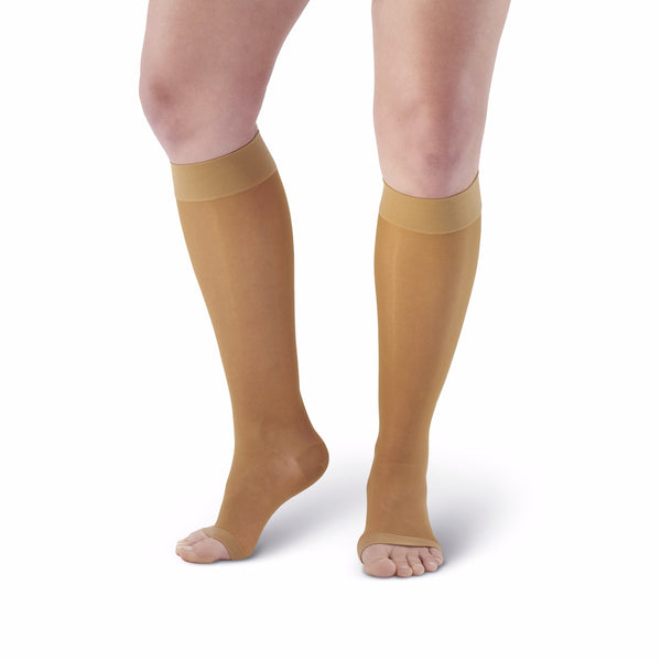 AW Style 41 Sheer Support Open Toe Knee Highs - 15-20 mmHg - Beige