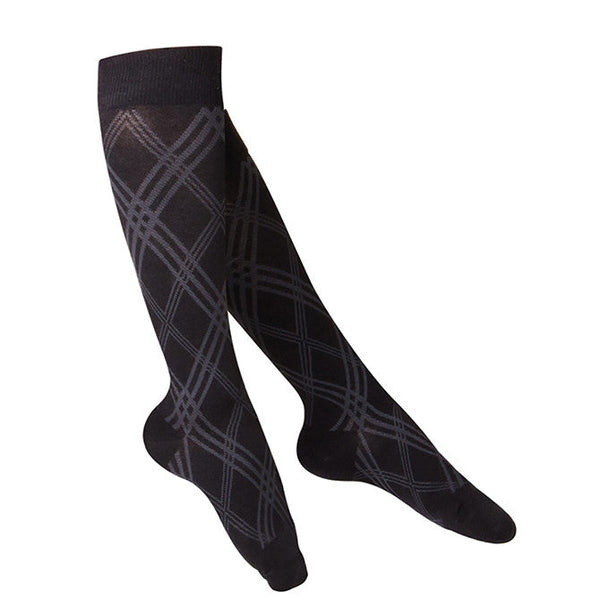 Touch Compression Women's Argyle Pattern Socks - 15-20 mmHg - Black