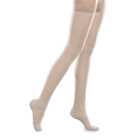 Therafirm EASE Sheer Closed Toe Thigh Highs w/Silicone Band - 15-20 mmHg - Natural