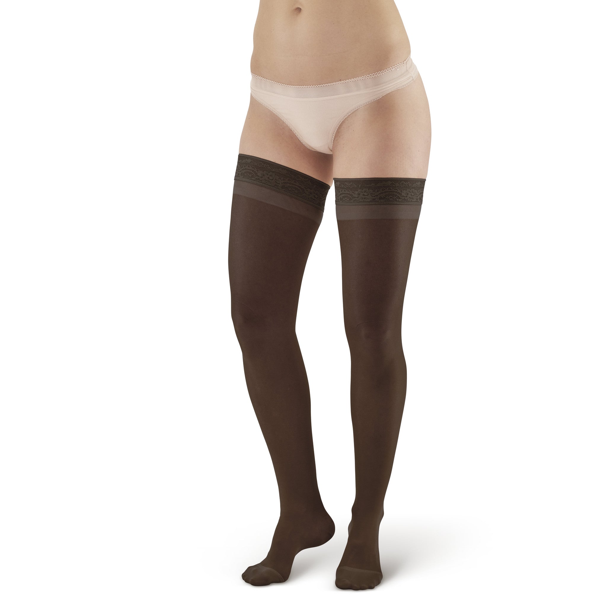 AW Style 8 Sheer Support Closed Toe Thigh Highs w/Top Band - 20-30
