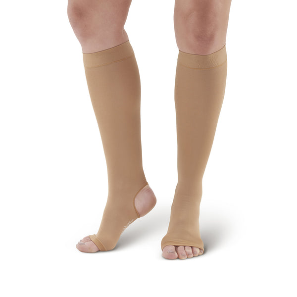 AW Style 505 Microfiber Opaque Open Toe/Open Heel Knee Highs - 15-20 mmHg 