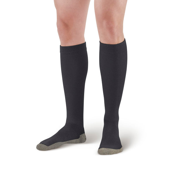 AW Style 630C Sports Performance Copper Sole Knee High Socks - 15-20 mmHg Black