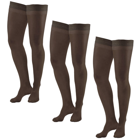 AW Style 74 Soft Sheer Thigh Highs w/Band - 8-15 mmHg (3 Pack)