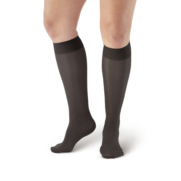 AW Style 76 Soft Sheer Knee Highs - 8-15 mmHg - Black