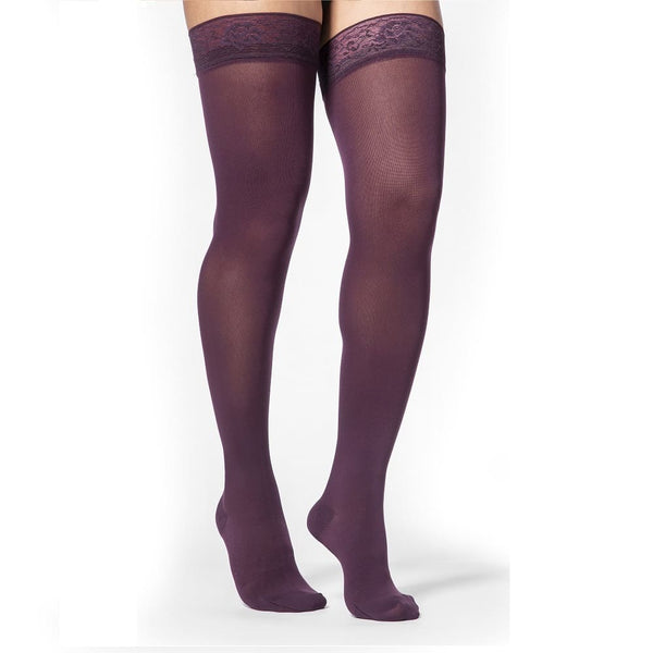 Sigvaris Style 842 Women's Soft Opaque Closed Toe Thigh Highs w/Grip Top - 20-30 mmHg