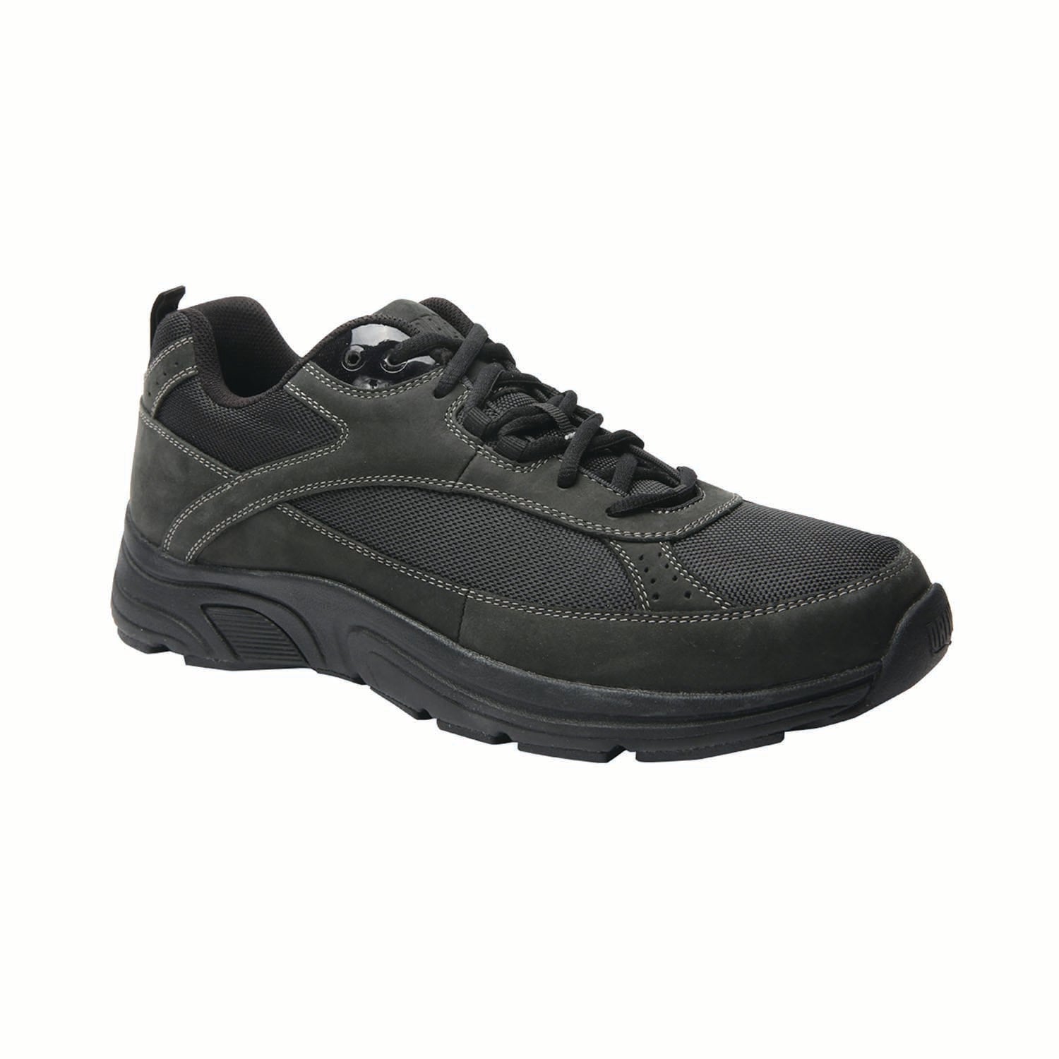 Drew Men's Athletic Aaron Shoes Black Leather/Nylon Mesh | Ames Walker