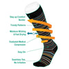 Juzo Power Vibe Knee High Socks - 20-30 mmHg Diagram Stay up comfort border, trendy patterns moisture wicking, fast drying, easy on, seamless toe