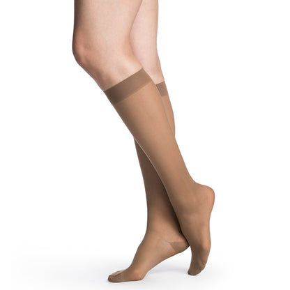 Sigvaris 782 EverSheer Closed Toe Knee Highs - 20-30 mmHg - Cafe