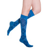 Sigvaris 832 Microfiber Shades for Women Closed Toe Knee High Socks - 20-30 mmHg - Royal Blue Argyle 