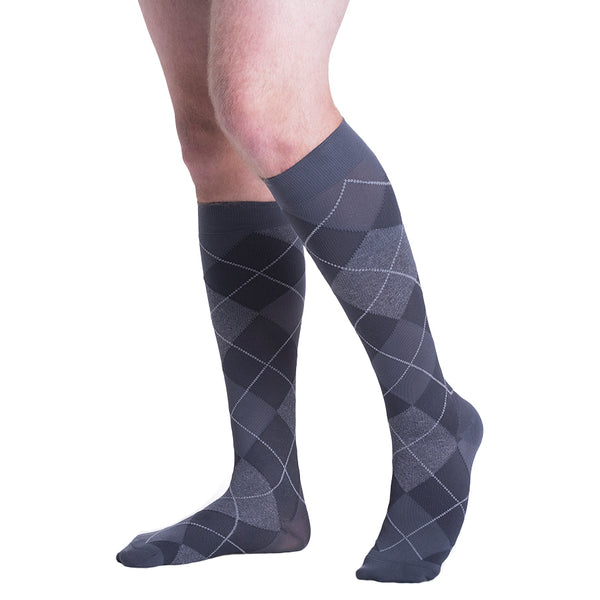 Sigvaris Compression Socks 182 Graphite Argyle Men's 15-20 mmHg