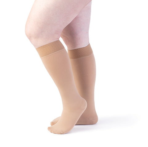 Sigvaris Secure 553 Women's Closed Toe Knee Highs w/Silicone Band - 30-40 mmHg