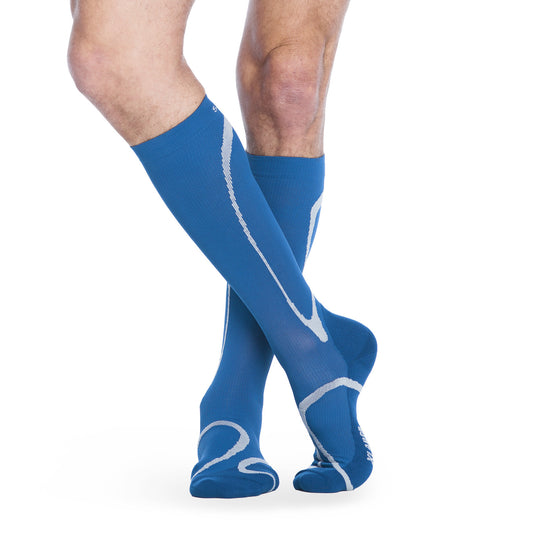 Sigvaris Motion 412 High Tech Knee High Socks 20-30 mmHg - Sigvaris 412 Traverse Knee High Socks - 20-30 mmHg - Steel Blue