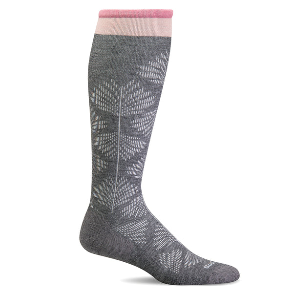 SockWell Women's Full Floral Knee High  Socks - 15-20 mmHg Charcoal