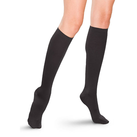 Therafirm Women's Knee High Dress Socks- 10-15 mmHg - Black