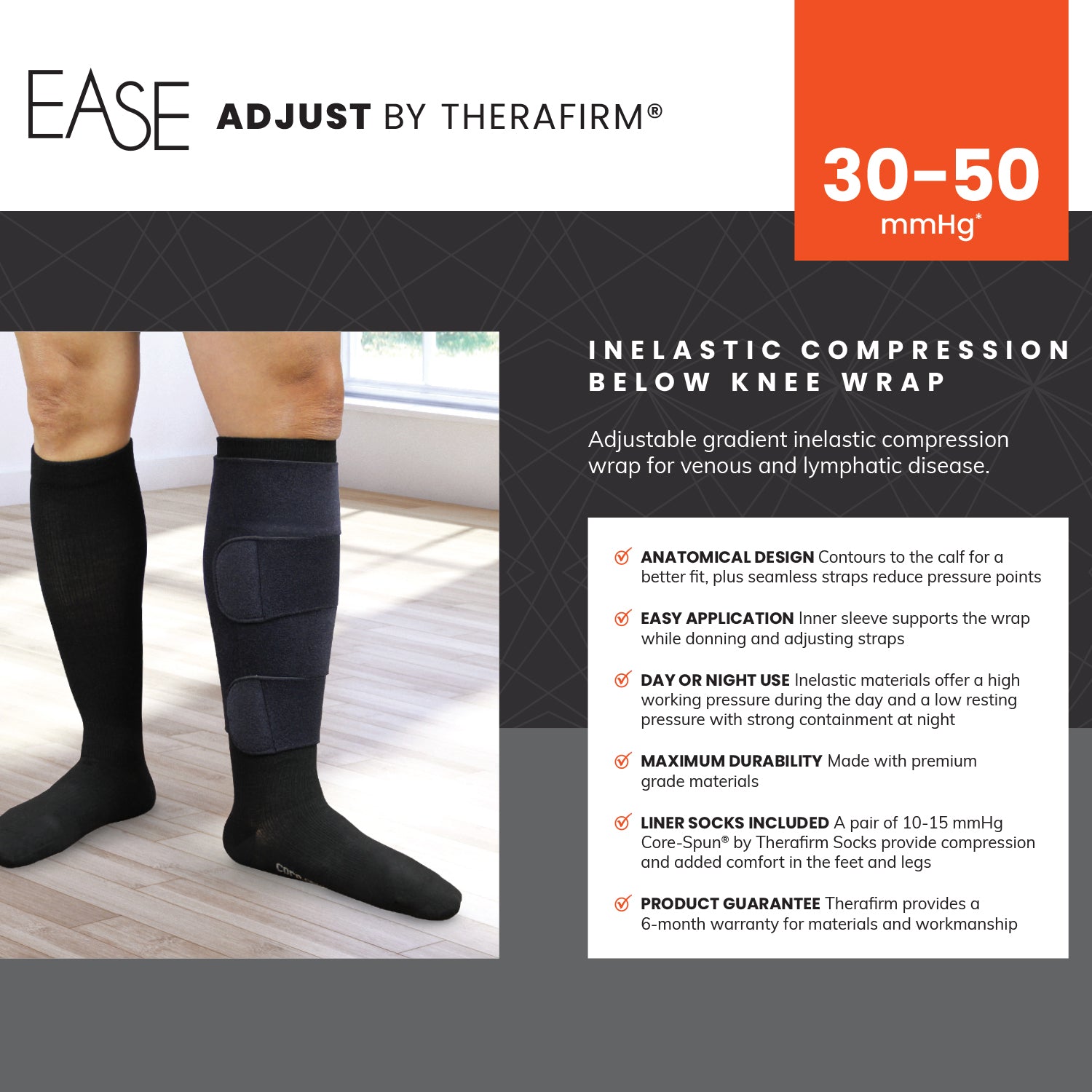 Therafirm Ease Adjust Inelastic Compression Below Knee Wrap – Ames