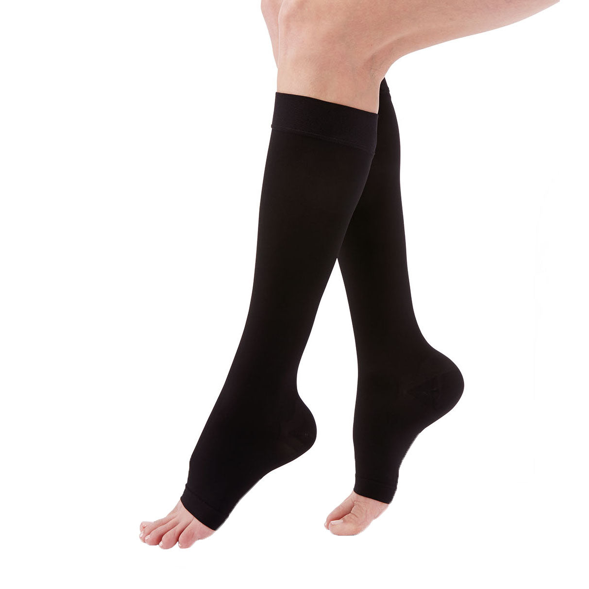 Medi Duomed Advantage Compression Socks - 15-20 MmHg Calf High, Open Toe (Black, Large)