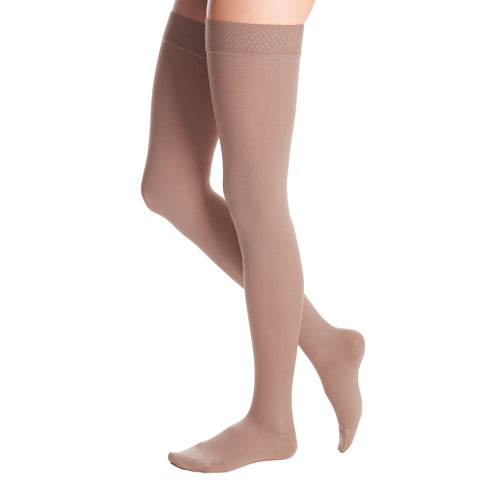 Medi Duomed Advantage Soft Opaque Closed Toe Thigh Highs w/Beaded Band - 15-20 mmHg - Beige