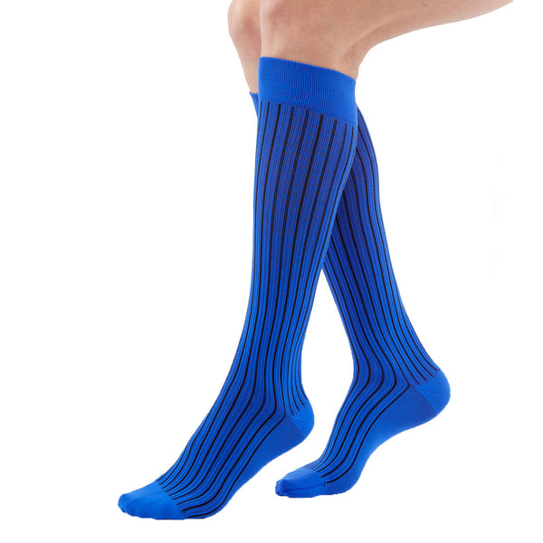 Medi Duomed Freedom Patterned Closed Toe Knee High Socks - 20-30 mmHg - Blue