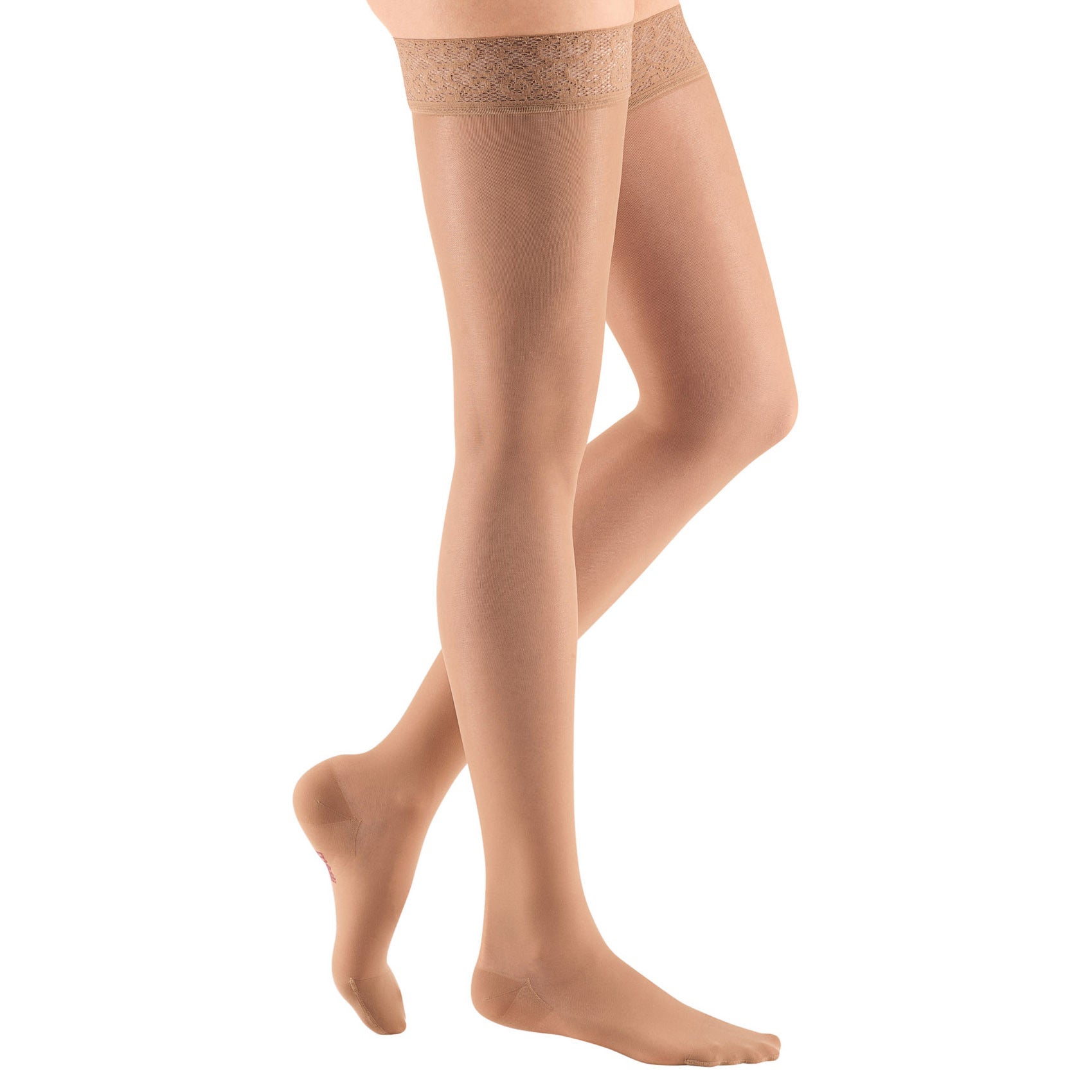 Medi Sheer & Soft Closed Toe Thigh Highs w/ Lace Band - 20-30 mmHg