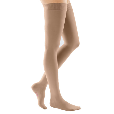 Medi Comfort Closed Toe Thigh Highs w/Silicone Dot Band - 30-40 mmHg - Natural 