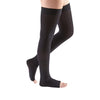 Medi Comfort Open Toe Thigh Highs w/Silicone Dot Band - 15-20 mmHg - Ebony